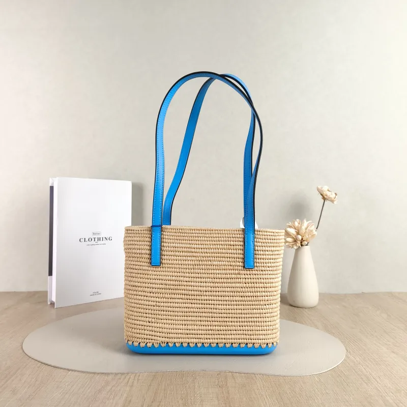 LOEWE Top Handle Bag basket anagram Blue Woven One Size 22 × 7 × 17 cm — cover view 4 of 5