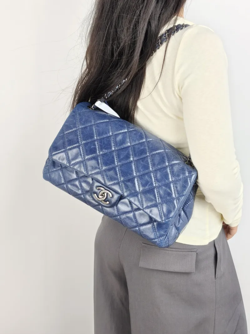 Chanel Crossbody Bag cf Collection Crossbody Bag Navy Calfskin Large 30 × 11 × 20 cm 20 — on-model view 3 of 3
