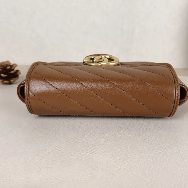 GUCCI Crossbody Bag GG Marmont Mini Marmont Mini Caramel Calfskin Mini 16.5 × 4.5 × 9.5 cm — detail view 1 of 12