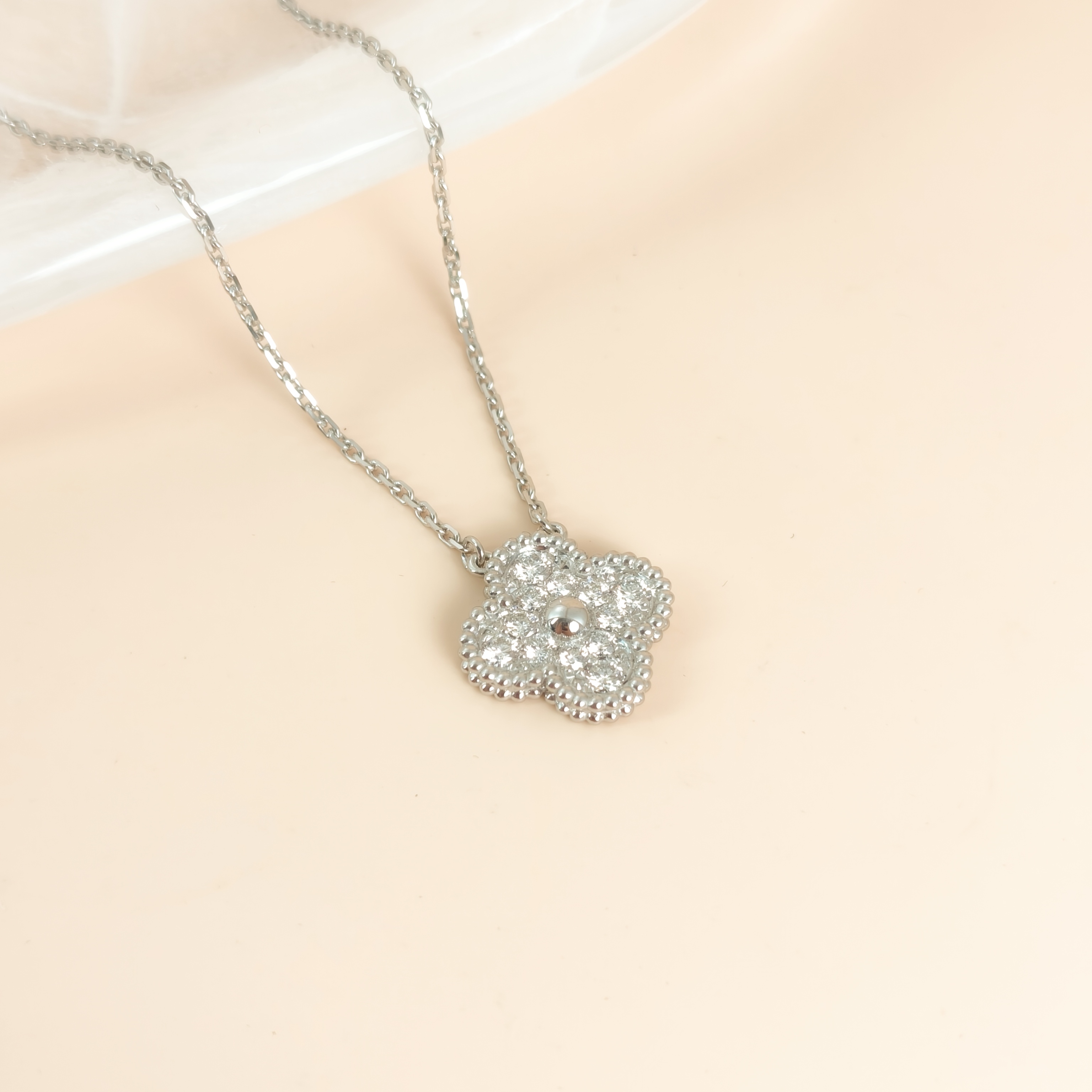 Van Cleef & Arpels Necklace Alhambra White Gold18KW hite Gold Diamond Vintage Small41.5cm — cover view 10 of 10