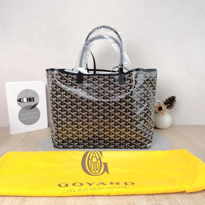 GOYARD Shoulder Bag SAINT LOUIS Shopping Tote Black ine Canvas Small 34 × 15 × 28 cm — cover view 4 of 6