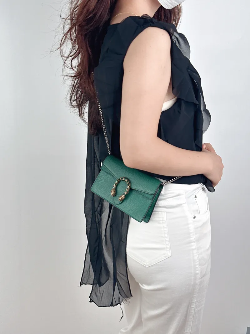 GUCCI Crossbody Bag Dionysus Green Calfskinmini16.5 × 4.5 × 10 cm — on-model view 2 of 2