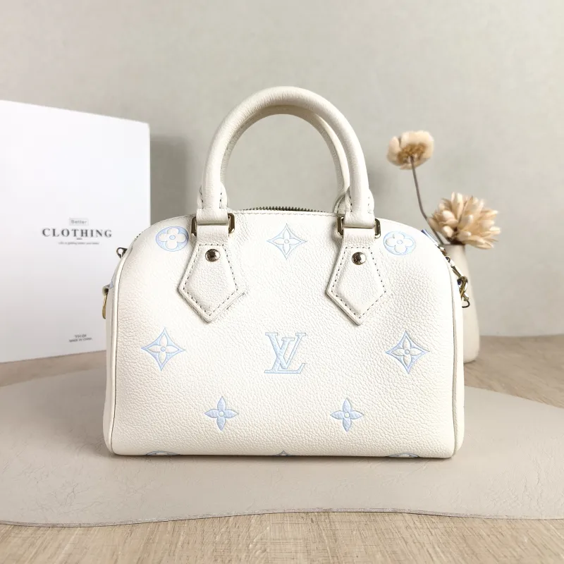 Louis Vuitton Crossbody Bag Speedy20 White · Blue Calfskin One Size 20.5 × 12 × 13.5 cm