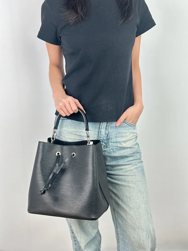 Louis Vuitton Shoulder Bag NÉONOÉ Bucket Bag Black Epi Embossed Calfskin Medium 26 × 17.5 × 26 cm — on-model view 2 of 3