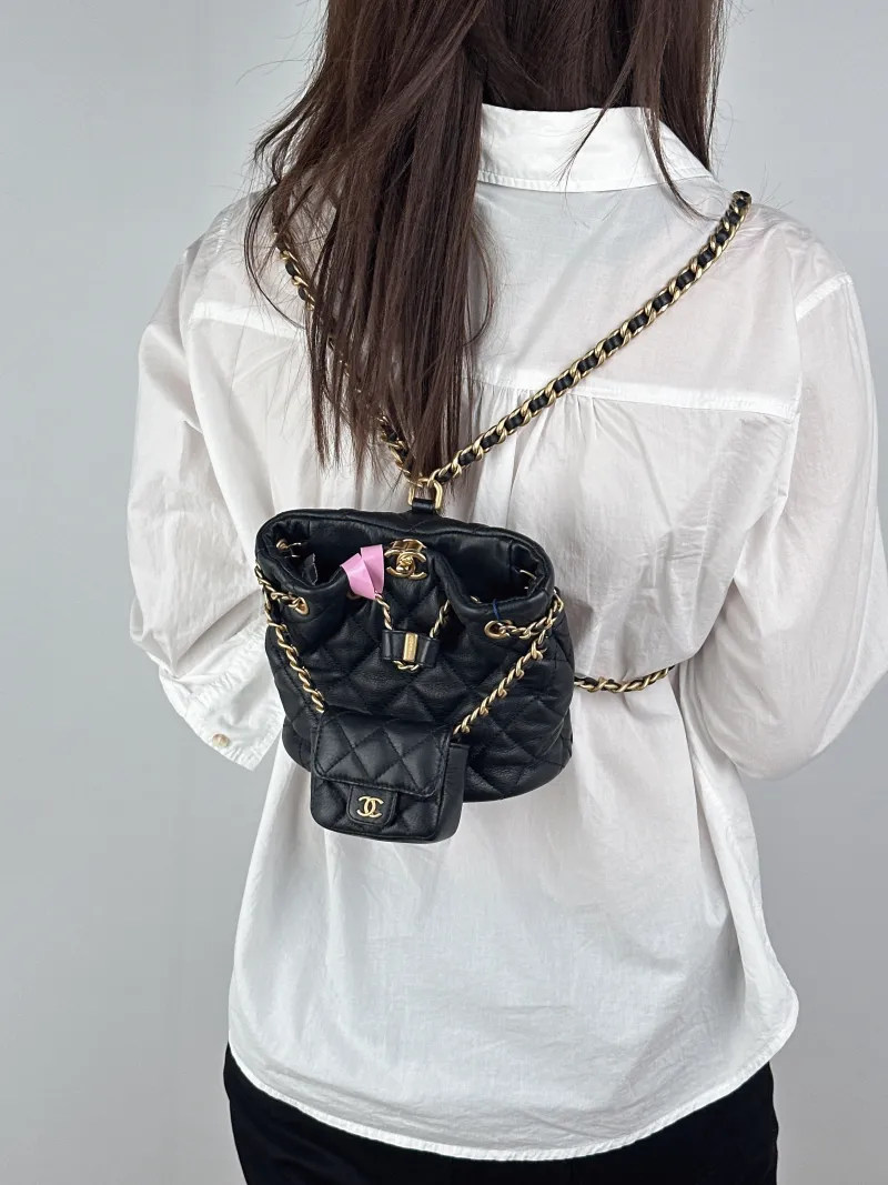 Chanel Backpack Backpack Black Calfskin Small16.5 × 12 × 16 cm — on-model view 1 of 2