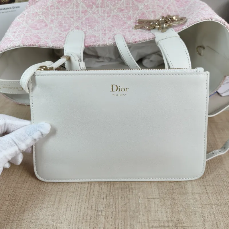 DIOR Top Handle Bag TOUJOURS Pink White Medium 28.5 × 17 × 21.5 cm — detail view 7 of 10