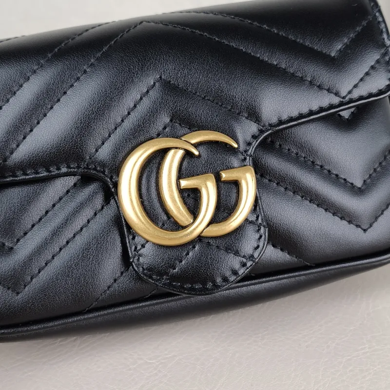 GUCCI Crossbody Bag GG Marmont Mini Marmont Mini Black Calfskin Mini 16.5 × 4.5 × 9.5 cm — detail view 9 of 12