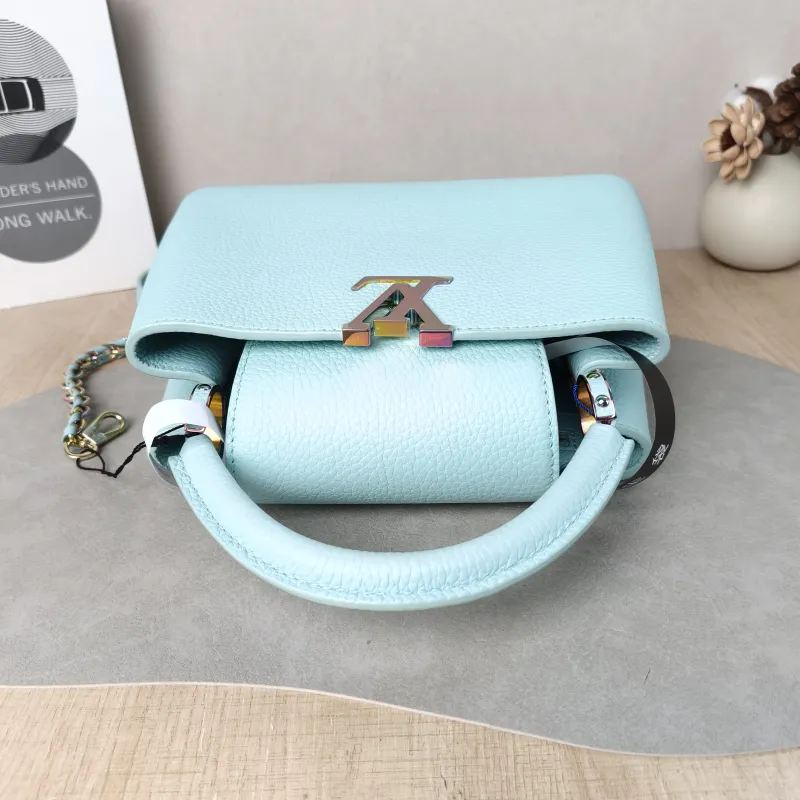 Louis Vuitton Top Handle Bag Capucines Blue Calfskin BB 27 × 9 × 17.5 cm — detail view 12 of 14
