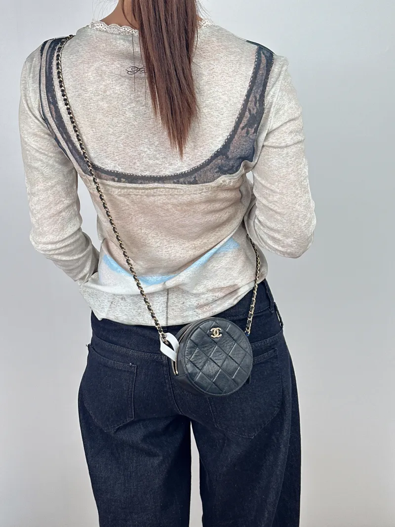 Chanel Crossbody Bag Crossbody Bag Black Waxed Leather One Size12 × 5 × 12 cm — on-model view 2 of 2