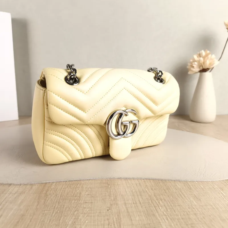 GUCCI Crossbody Bag GG Marmont Small Marmont 22 Yellow Lambskin Small 22 × 6 × 13 cm — cover view 5 of 6