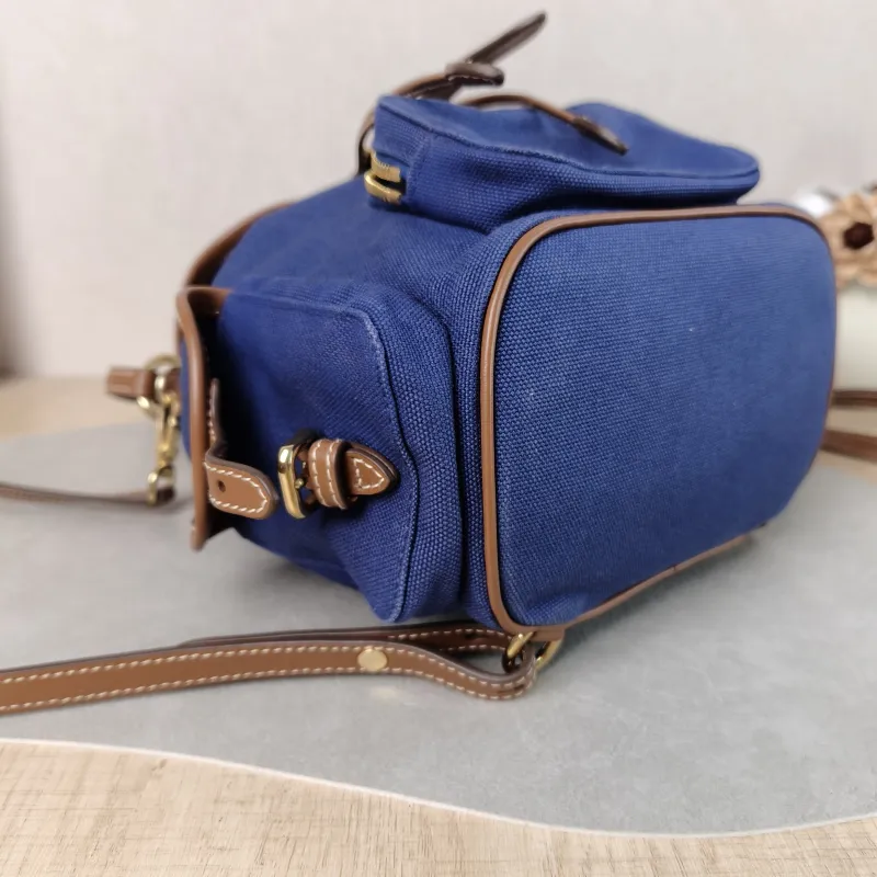 Miumiu Backpack Backpack Blue Brown Canvas Medium 18 × 11.5 × 22 cm — detail view 7 of 11