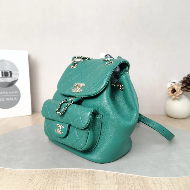 Chanel Backpack Duma Green Lambskin Small 18 × 12 × 18.5 cm — cover view 4 of 5