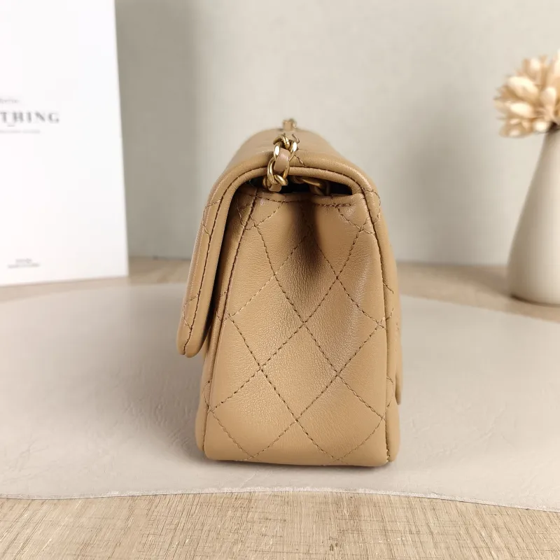 Chanel Crossbody Bag Taupe Lambskinmini17 × 8 × 13.5 cm — detail view 1 of 13