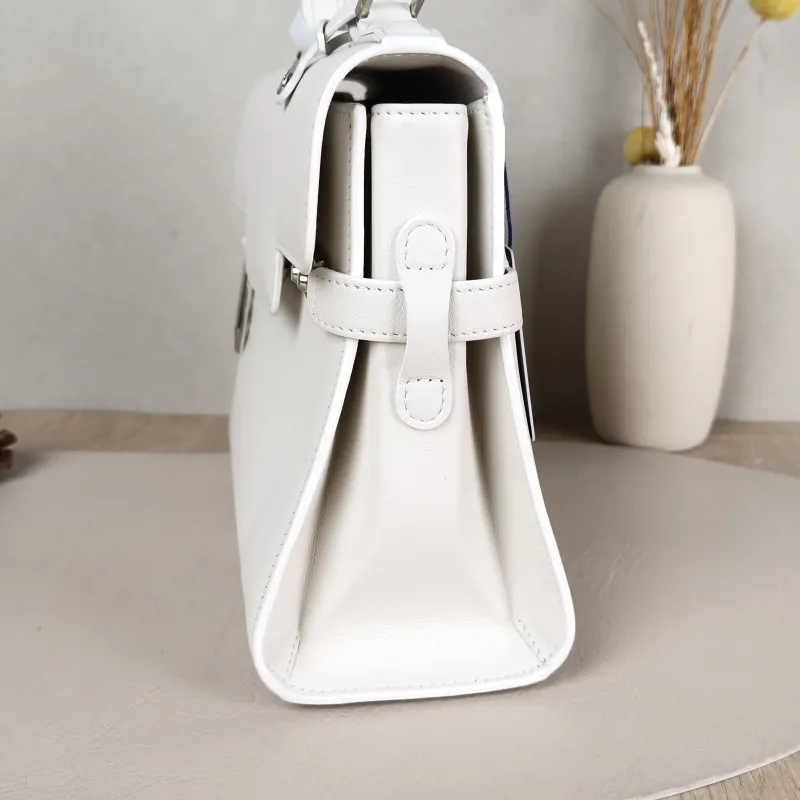 DELVAUX Top Handle Bag Tempete Top Handle Bag White Calfskin Small 21.5 × 8.5 × 19.5 cm — detail view 5 of 13