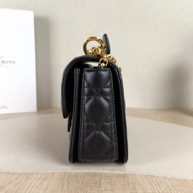 DIOR Shoulder Bag Jolie Top Handle Pearl Crossbody Bag Black Calfskin Small22 × 8 × 14 cm — detail view 12 of 12