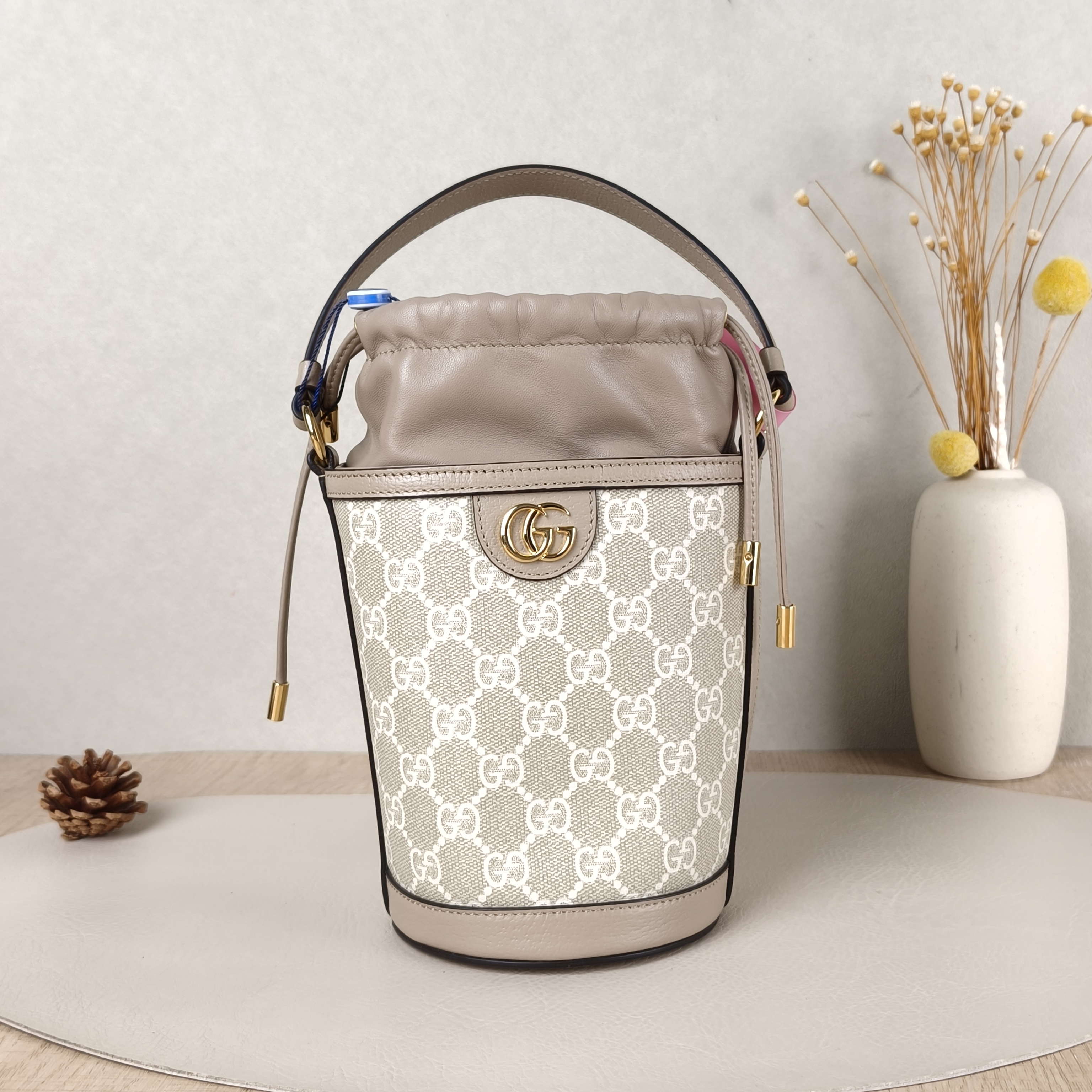 GUCCI Crossbody Bagophidia GG Bucket Bag White Monogram PV Cmini11.5 × 8 × 20 cm