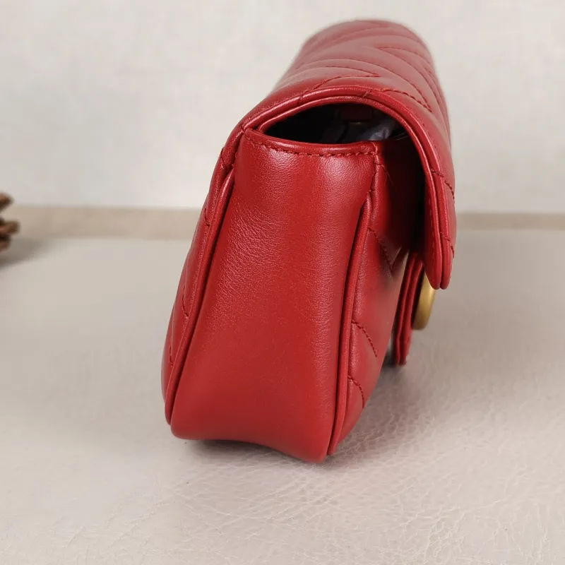 GUCCI Crossbody Bag GG Marmont Mini Marmont Mini Red Calfskin Mini 16.5 × 4.5 × 9.5 cm — detail view 3 of 13
