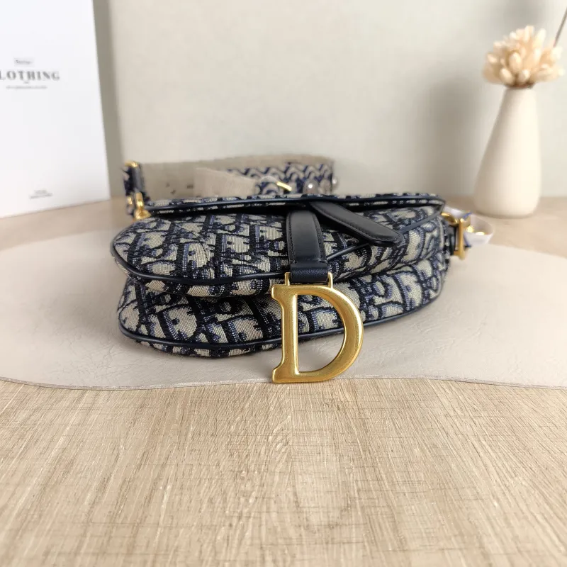 DIOR Top Handle Bag Saddle Blue Canvas Mini 19 × 6 × 15 cm — cover view 3 of 5