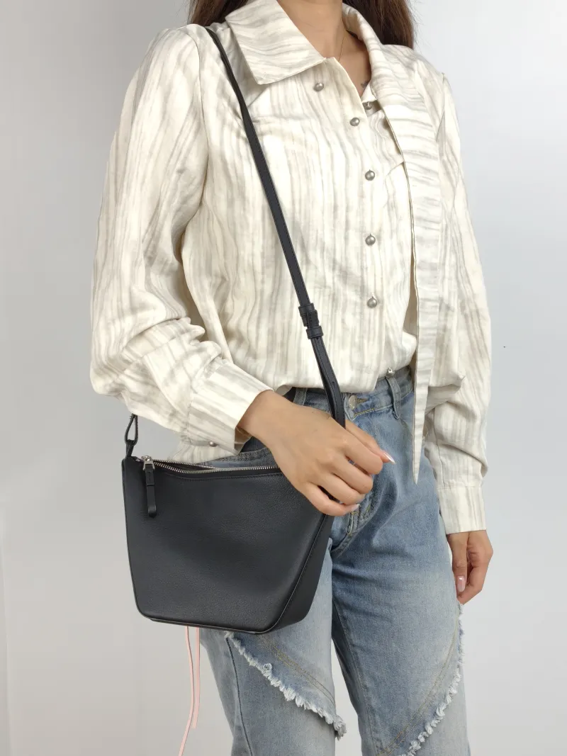 LOEWE Shoulder Bag Hammock Hobo Hobo Black Calfskin Mini 28 × 9.5 × 17 cm — on-model view 1 of 2