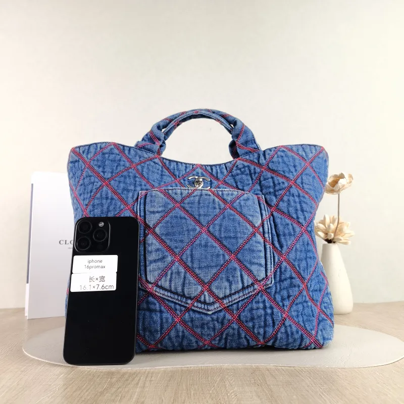Chanel Shoulder Bag Tote Bag Blue One Size 30 × 12 × 30 cm — cover view 4 of 5