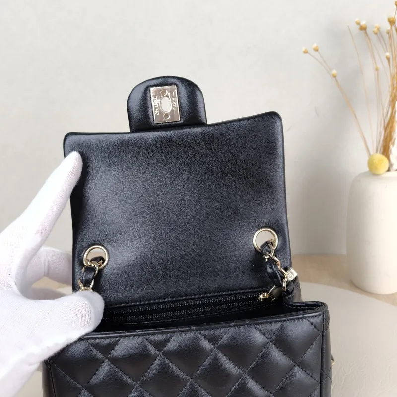 Chanel Crossbody Bag Classic Flap Mini CF Mini Black Lambskin One Size17 × 8 × 13.5 cm — detail view 13 of 15
