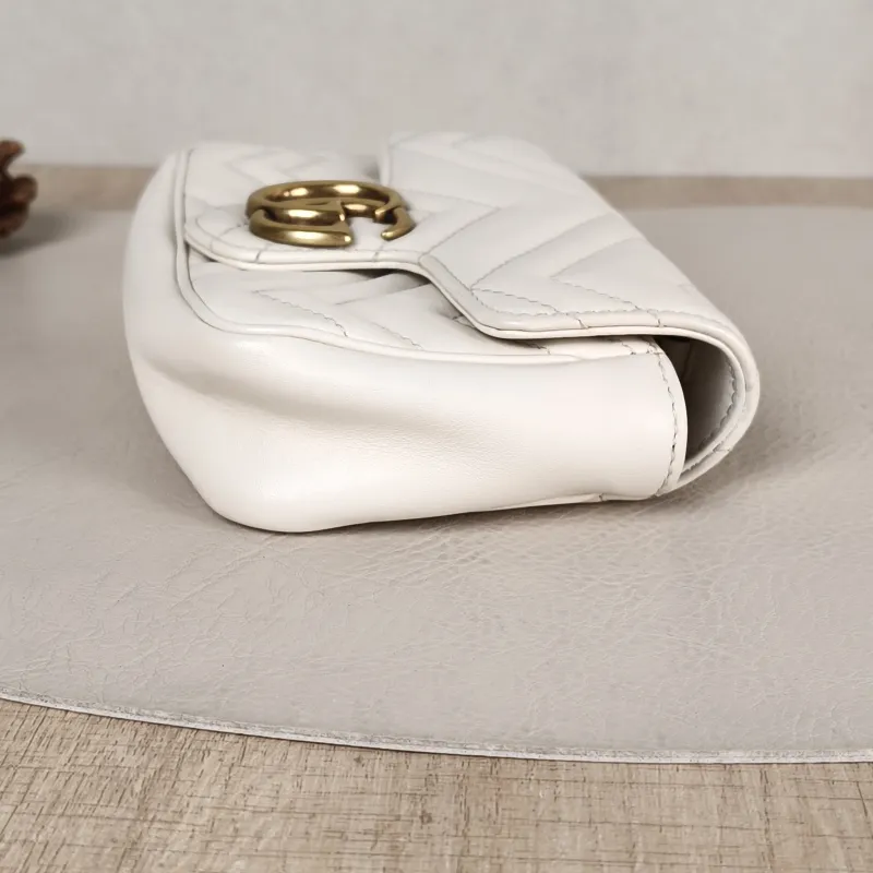 GUCCI Crossbody Bag GG Marmont Mini Marmont Mini White Calfskin Mini 16.5 × 4.5 × 9.5 cm — detail view 11 of 11