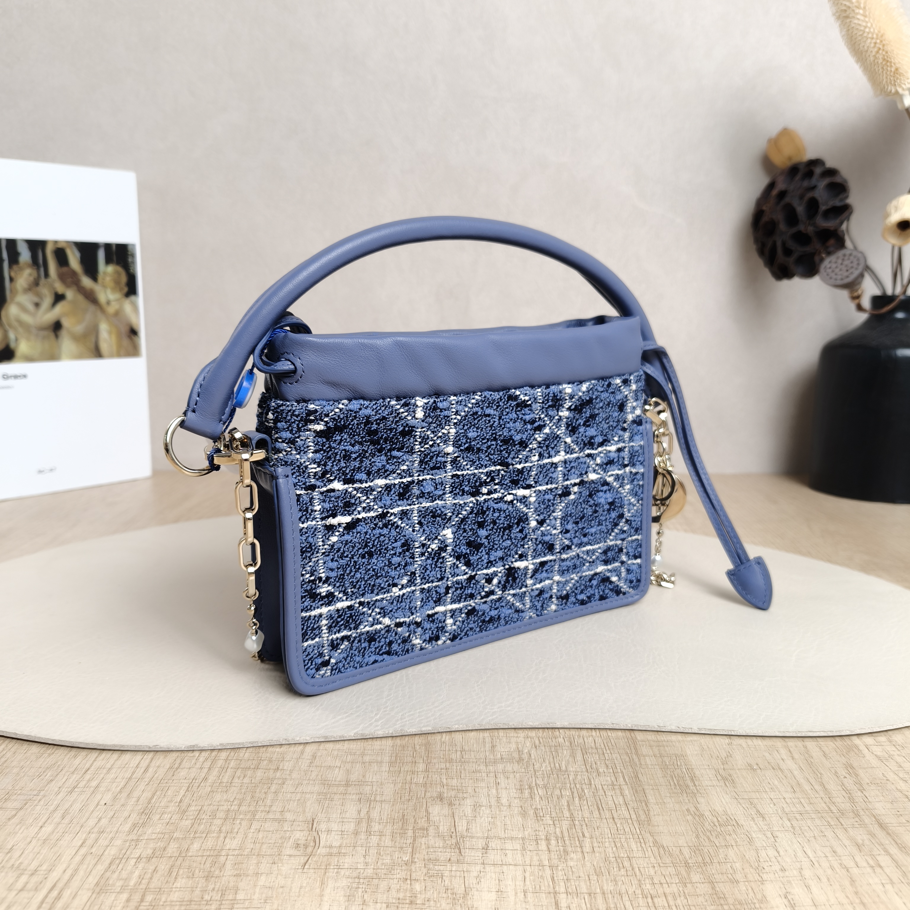 DIOR Shoulder Bag Shoulder Bag Blue Calfskin19 × 4 × 14 cm — cover view 3 of 5