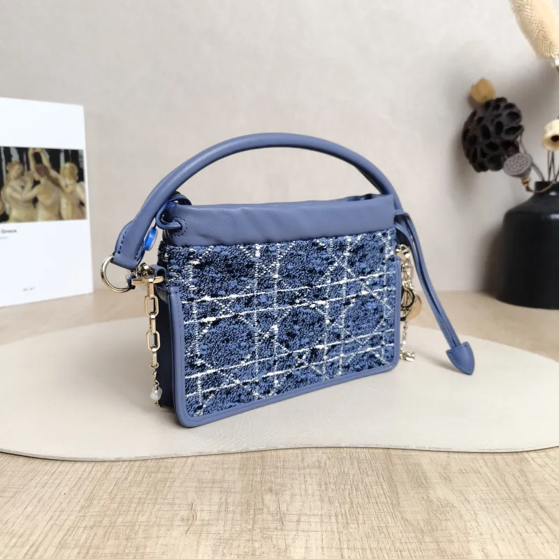 DIOR Shoulder Bag Shoulder Bag Blue Calfskin19 × 4 × 14 cm — cover view 3 of 5