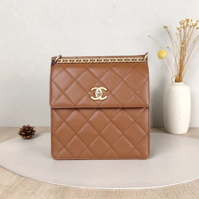 Chanel Backpack23a Backpack Brown Grained Calfskin One Size20 × 7.5 × 21 cm