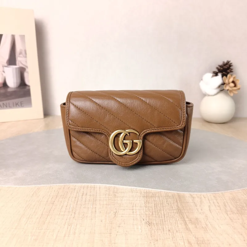 GUCCI Crossbody Bag GG Marmont Mini Marmont Mini Caramel Calfskin Mini 16.5 × 4.5 × 9.5 cm