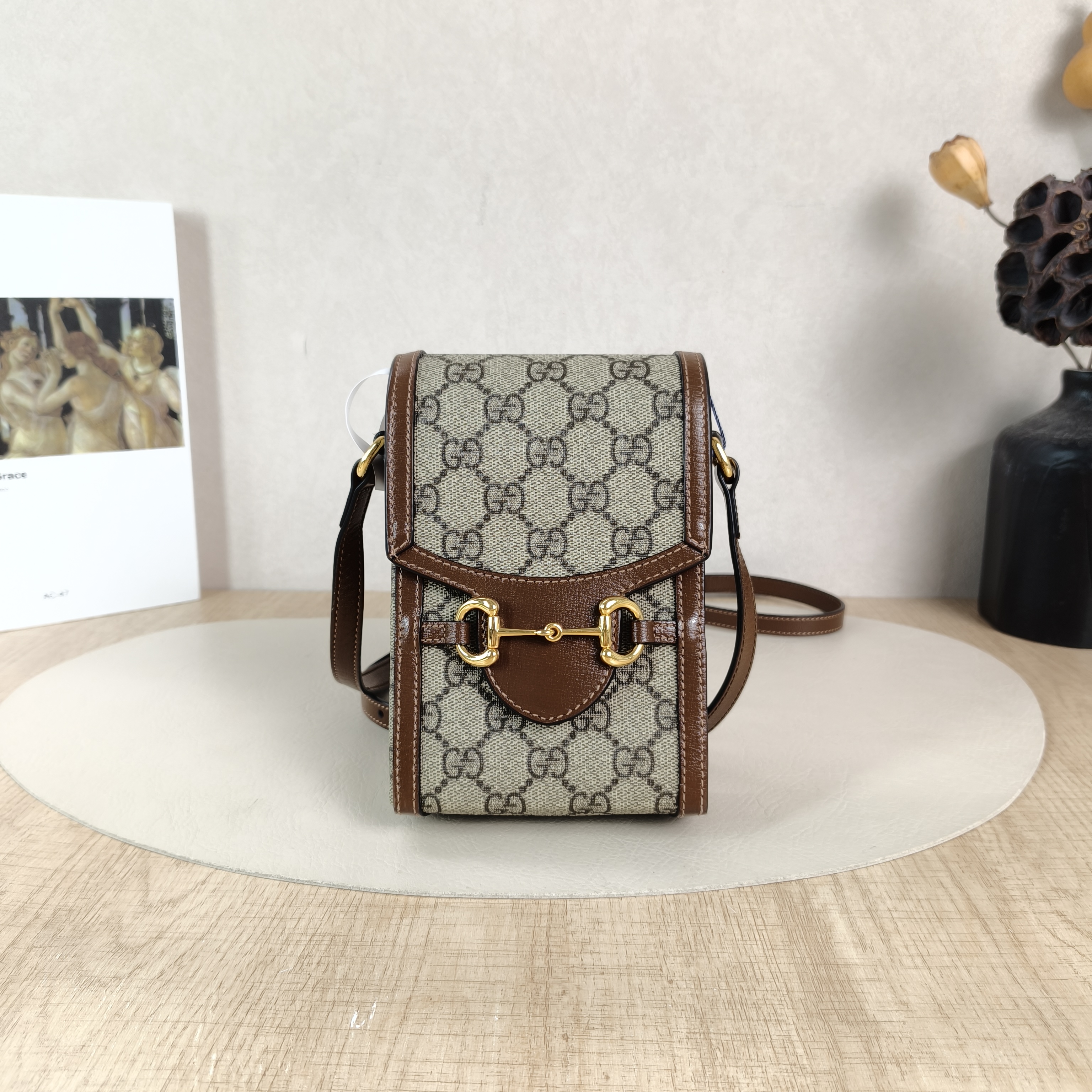 GUCCI Crossbody Bag Horsebit 1955Collection Mini Monogram PV Cmini11.5 × 4 × 17 cm