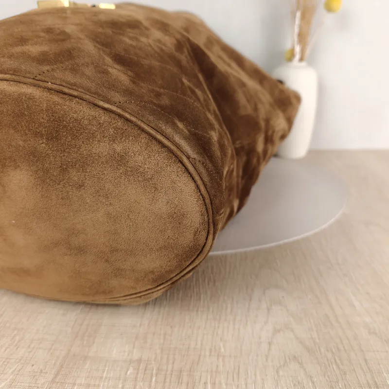 SAINT LAURENT Shoulder Bag Bucket Bag Brown Suede One Size 28 × 15 × 38 cm — detail view 9 of 9