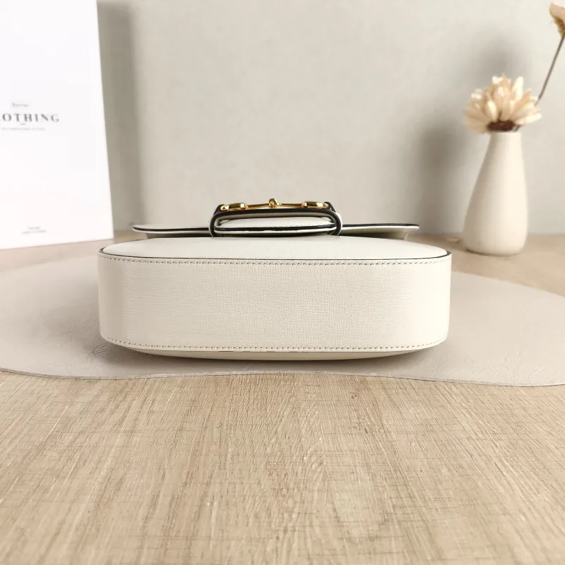 GUCCI Crossbody Bag Horsebit 1955 Horsebit Small White Calfskin Small 20.5 × 5 × 14.5 cm — cover view 3 of 6