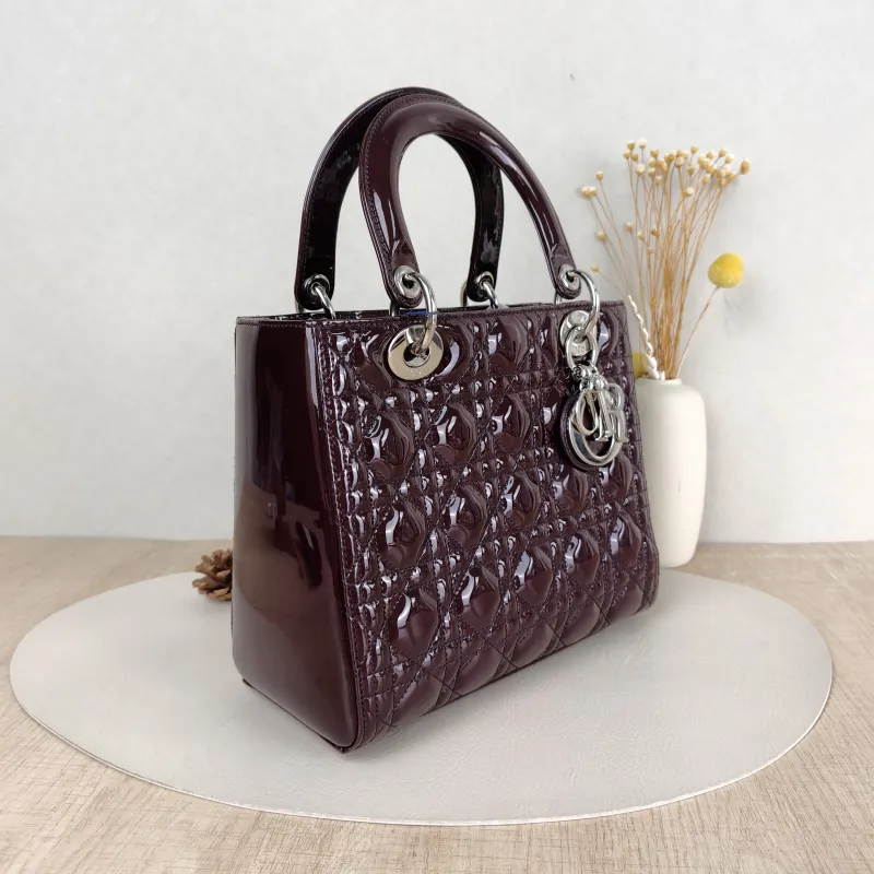 DIOR Top Handle Bag Lady Lady Dior Bag Red Patent Leather Medium24 × 12 × 21 cm — cover view 3 of 5