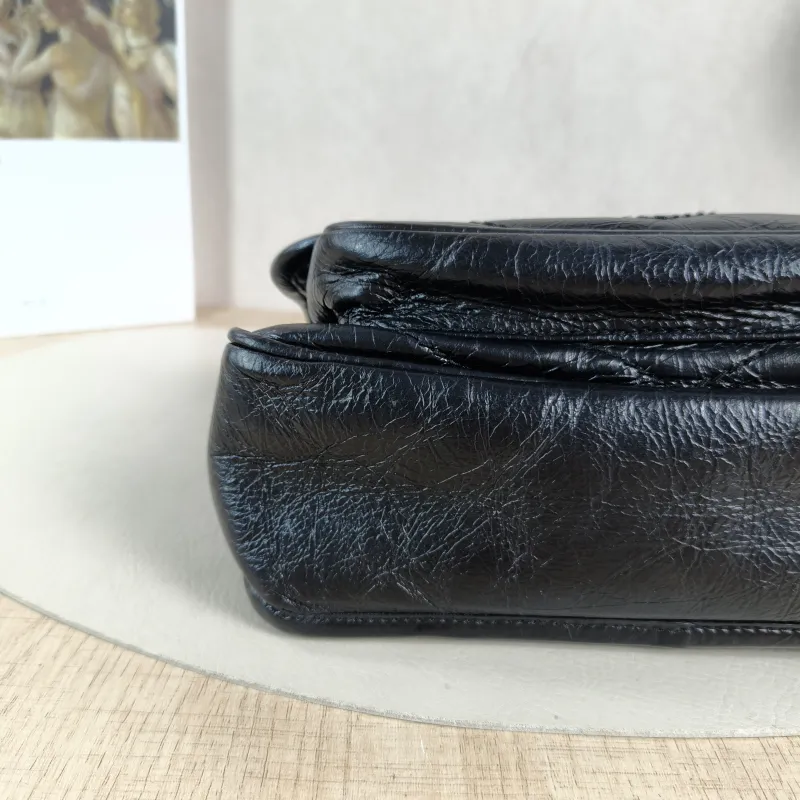 SAINT LAURENT Crossbody Bag Niki Black Waxed Leather Calfskin Small 21 × 7.5 × 16 cm — detail view 9 of 13