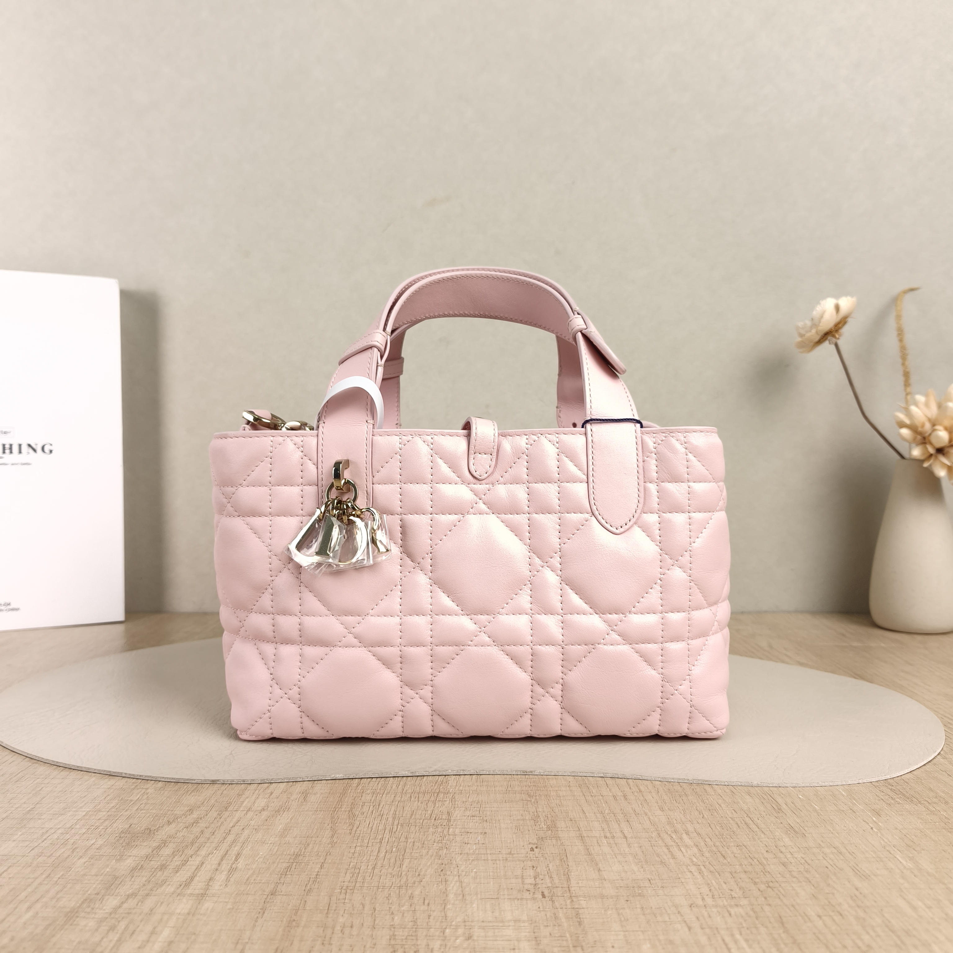 DIOR Top Handle Bag TOUJOURS Pink Calfskin Small23 × 12 × 15.5 cm