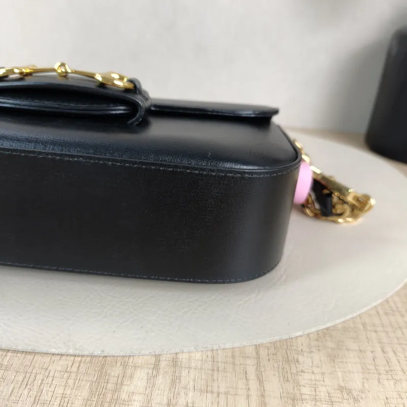 GUCCI Shoulder Bag Horsebit 1955 Horsebit Small Black · Shoulder Strap CC alfskin Small 24 × 5.5 × 13 cm — detail view 12 of 13
