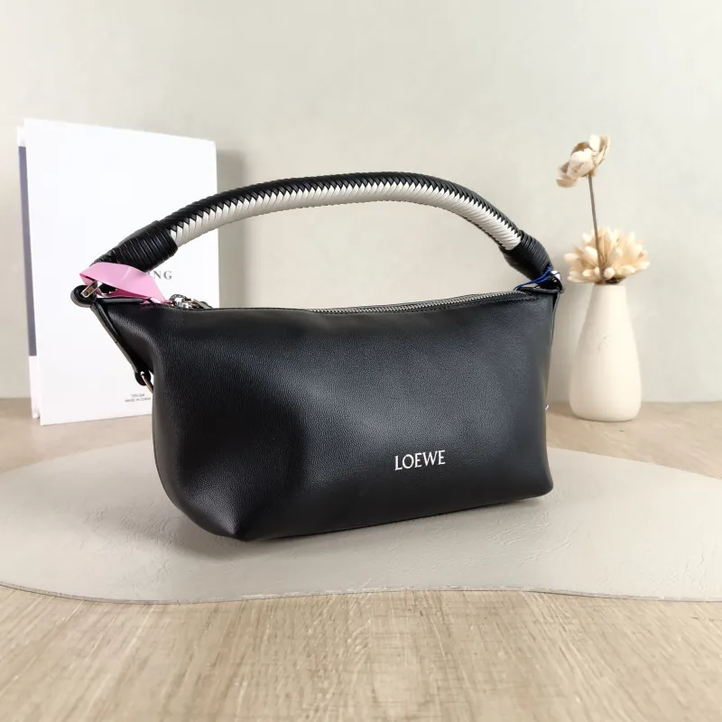 LOEWE Shoulder Bag Cala Woven Black White Lambskin Mini 26 × 10 × 13 cm — cover view 5 of 5