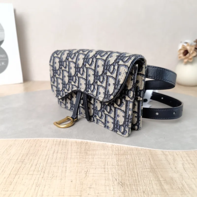 DIOR Belt Bag Saddle Belt Bag Blue Canvas One Size 17 × 3.5 × 10.5 cm — cover view 3 of 5