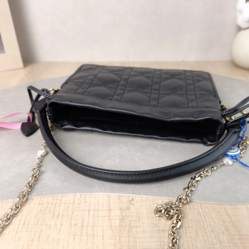 DIOR Crossbody Bag Lady Milly Chain Bag Black Lambskin Mini 19 × 5 × 13 cm — detail view 9 of 10