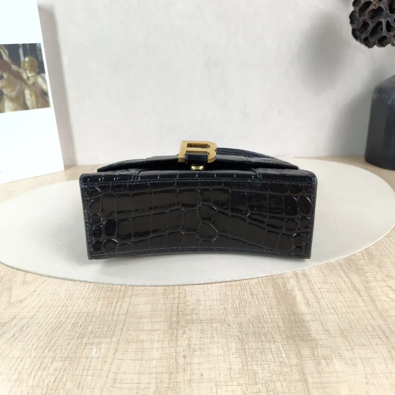 BALENCIAGA Crossbody Bag Hourglass Hourglass Bag Black CC alfskin Mini 19 × 8 × 13 cm — cover view 5 of 6
