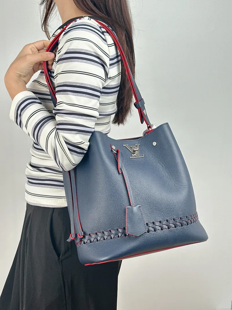 Louis Vuitton Shoulder Bag lockme Shoulder Bag Blue Red Calfskin One Size 25 × 15 × 27 cm — on-model view 1 of 2