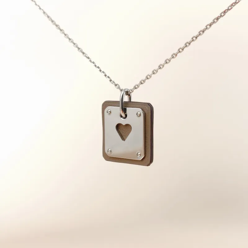 Hermès Necklace As de Coeur Necklace Silver Calfskin Small 49cm — cover view 10 of 11