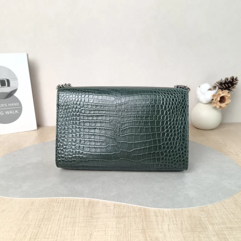 SAINT LAURENT Crossbody Bag KATE Edition Green Calfskin Medium 24 × 5.5 × 14.5 cm — cover view 4 of 5