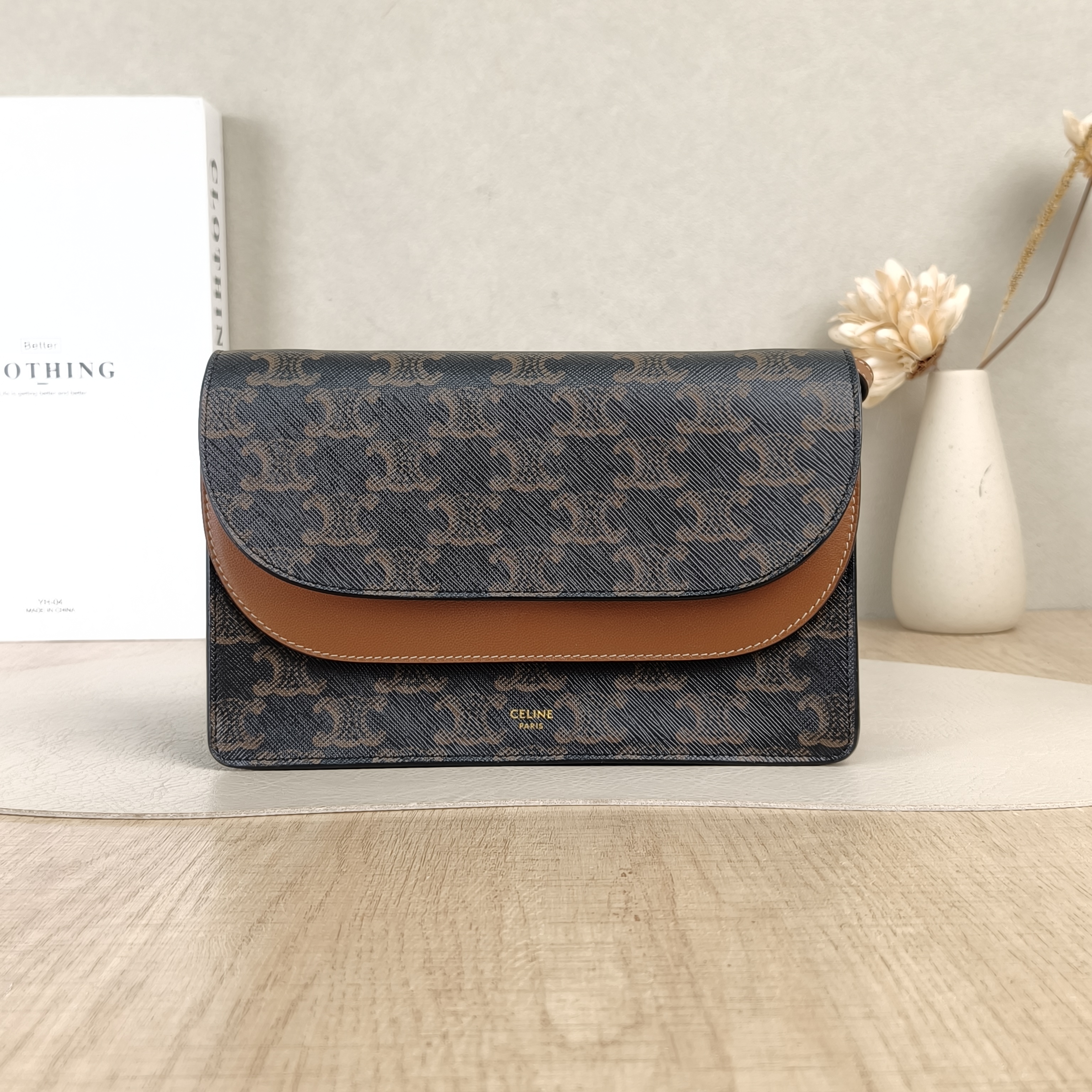 CELINE Crossbody Bag TRIOMPHE Clutchwoc Monogram PVC 20 × 6 × 12 cm