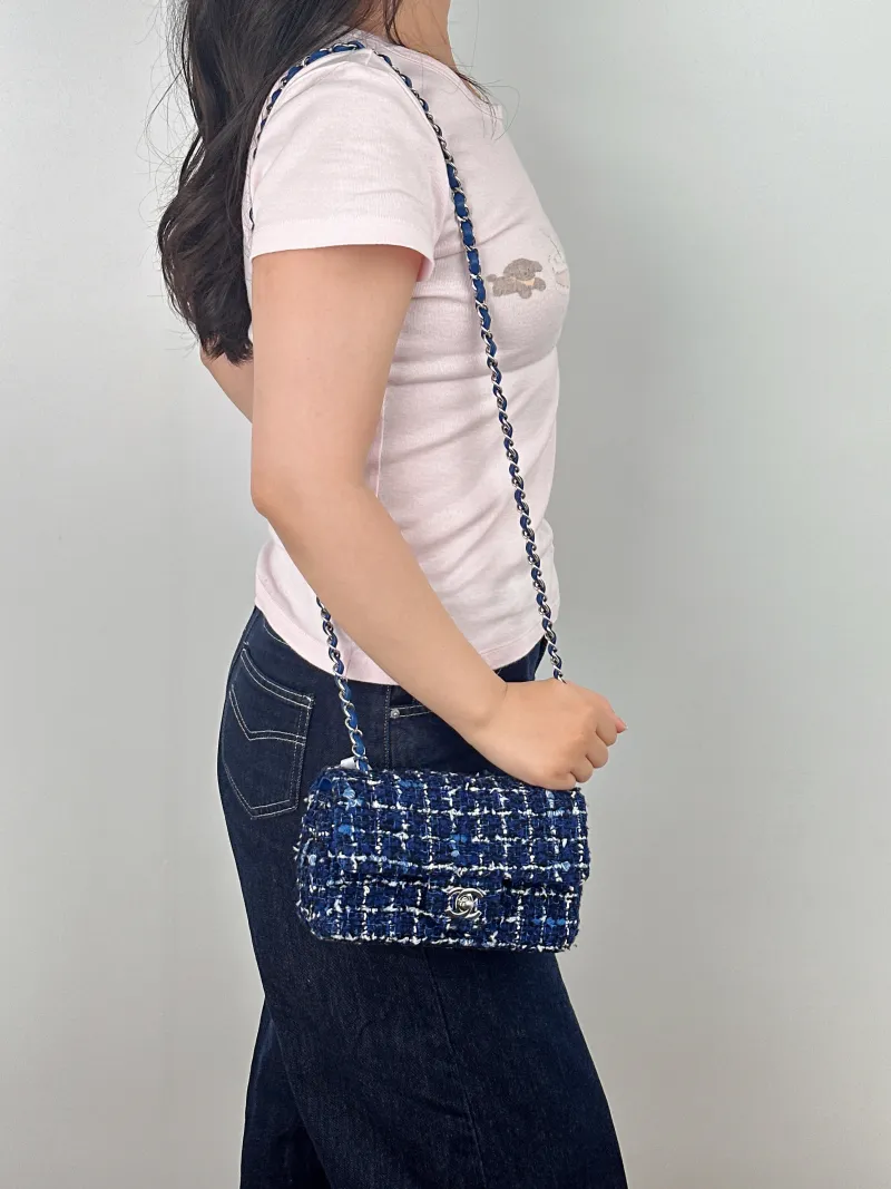 Chanel Crossbody Bag Classic Flap Large Mini CF Mini Blue mini 20 × 6 × 12 cm — on-model view 1 of 2