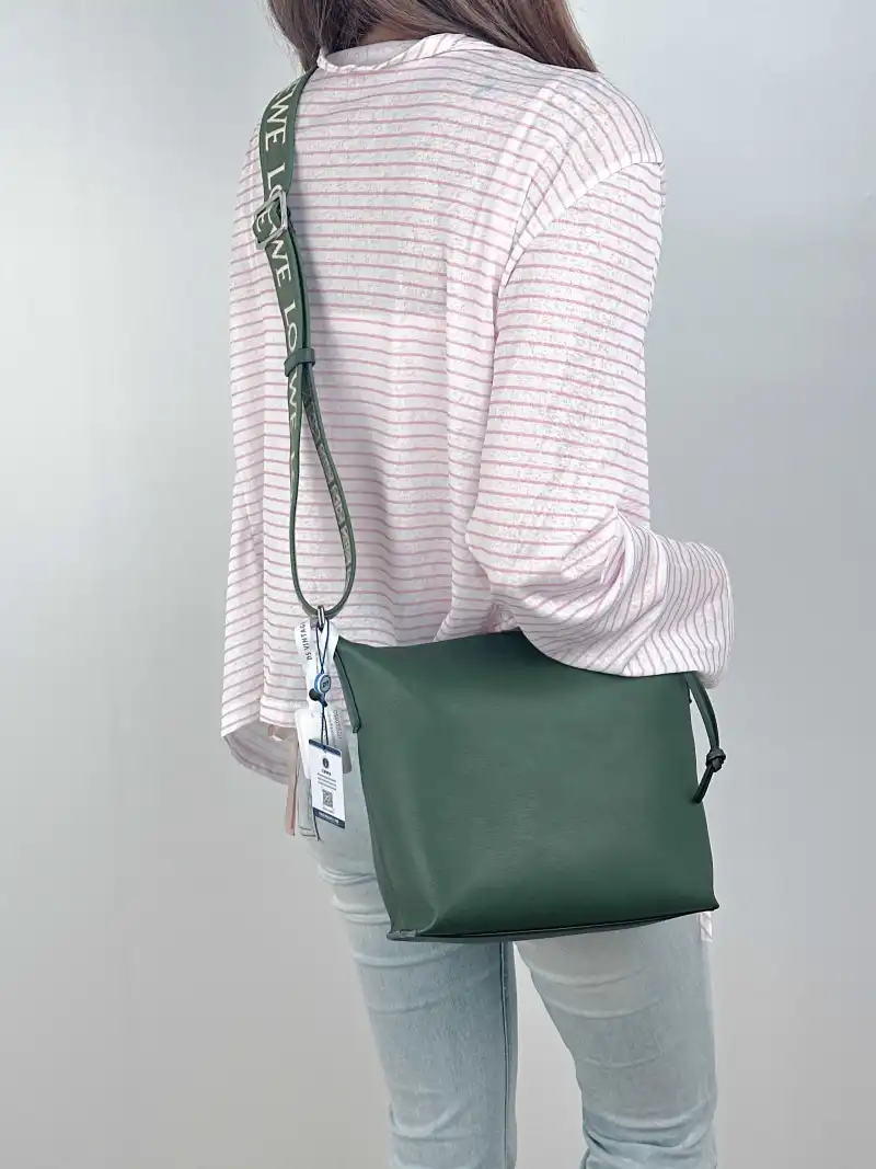 LOEWE Crossbody Bagcubi Crossbody Bag Green Calfskin Small20 × 11 × 15 cm — on-model view 1 of 3