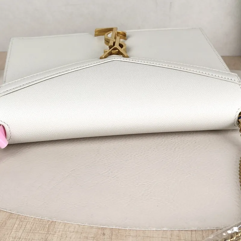 SAINT LAURENT Crossbody Bag Cassandra White Grained Calfskin Medium 22 × 5.5 × 16.5 cm — detail view 9 of 11