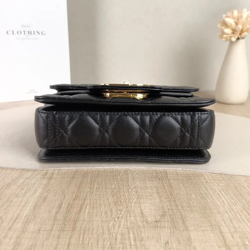 DIOR Crossbody Bag Jolie Top Handle Pearl Crossbody Bag Black Calfskin Mini 19 × 7 × 12 cm — cover view 4 of 5