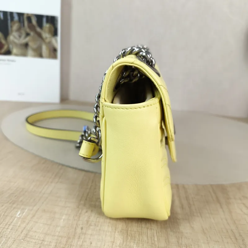 GUCCI Crossbody Bag GG Marmont Small Marmont 22 Yellow Calfskin Small 22 × 6 × 13 cm — detail view 8 of 13